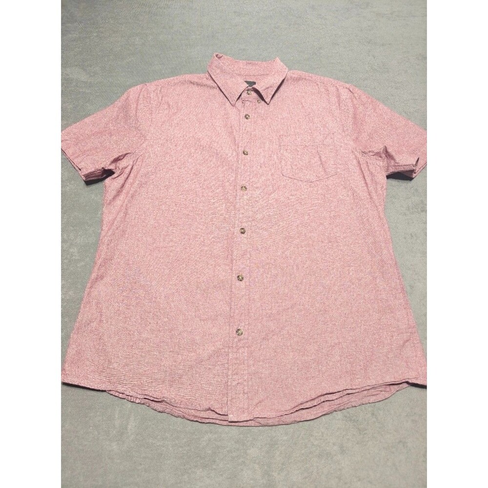 14th & Union Men s XL Red Chambray Short Sleeve Button Up Shirt Trim Fit